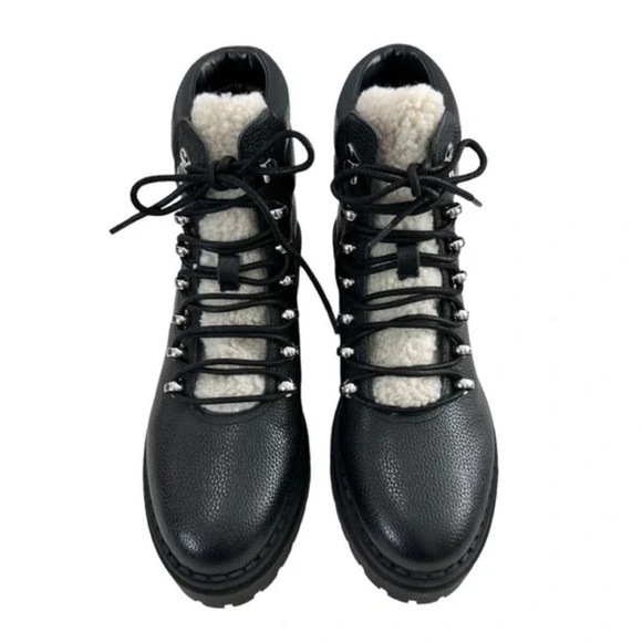 Marc Fisher Nairy Lace-Up Genuine Shearling Lug Sole Bootie - Picture 9 of 9